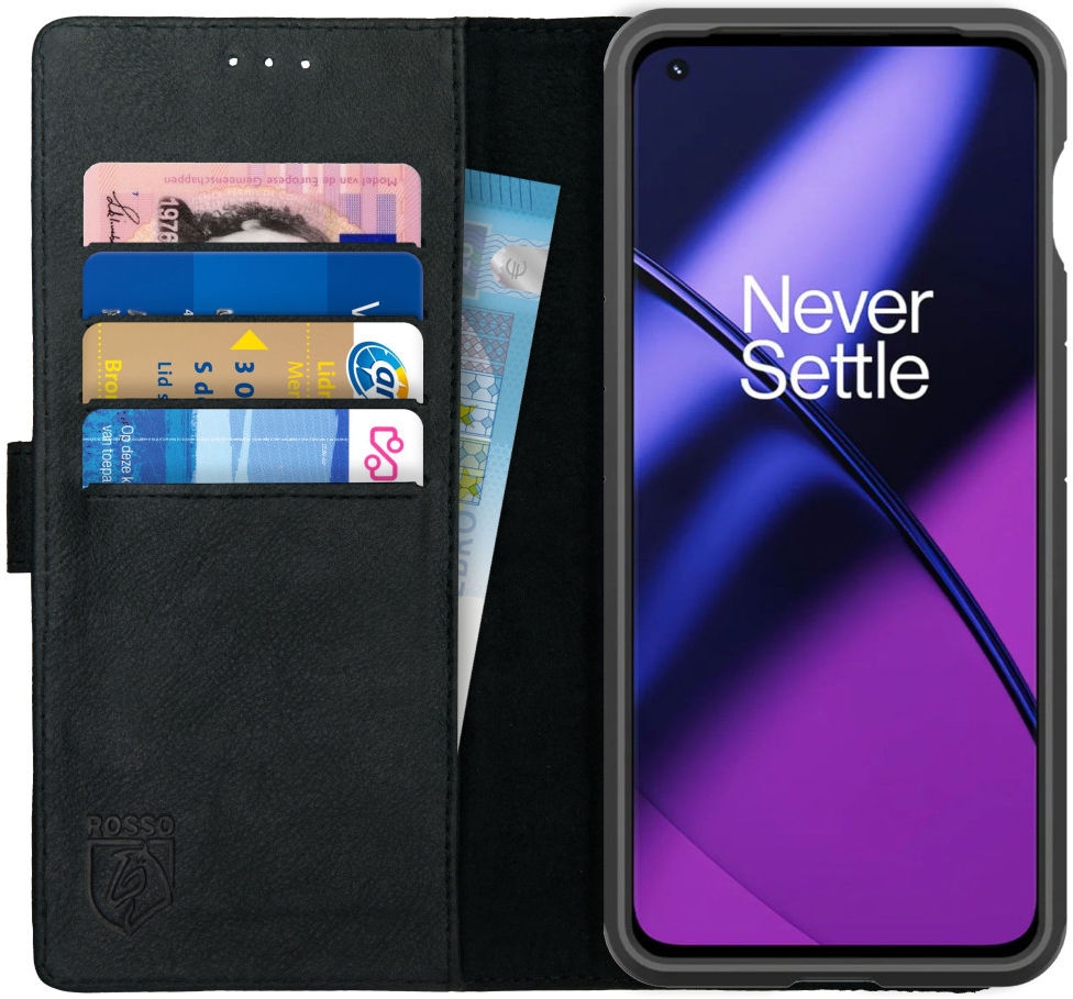 Rosso Deluxe Δερμάτινη Θήκη Πορτοφόλι OnePlus 11 - Black