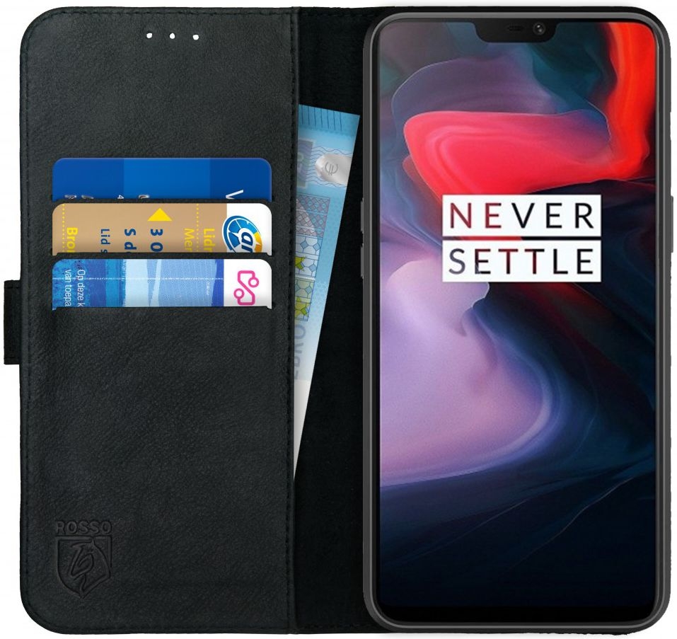 Rosso Deluxe Δερμάτινη Θήκη Πορτοφόλι OnePlus 6 - Black