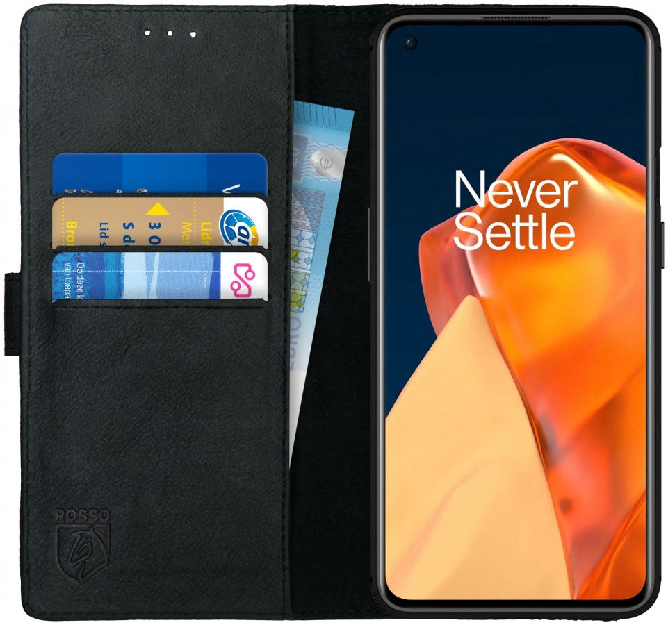 Rosso Deluxe Δερμάτινη Θήκη Πορτοφόλι OnePlus 9 - Black