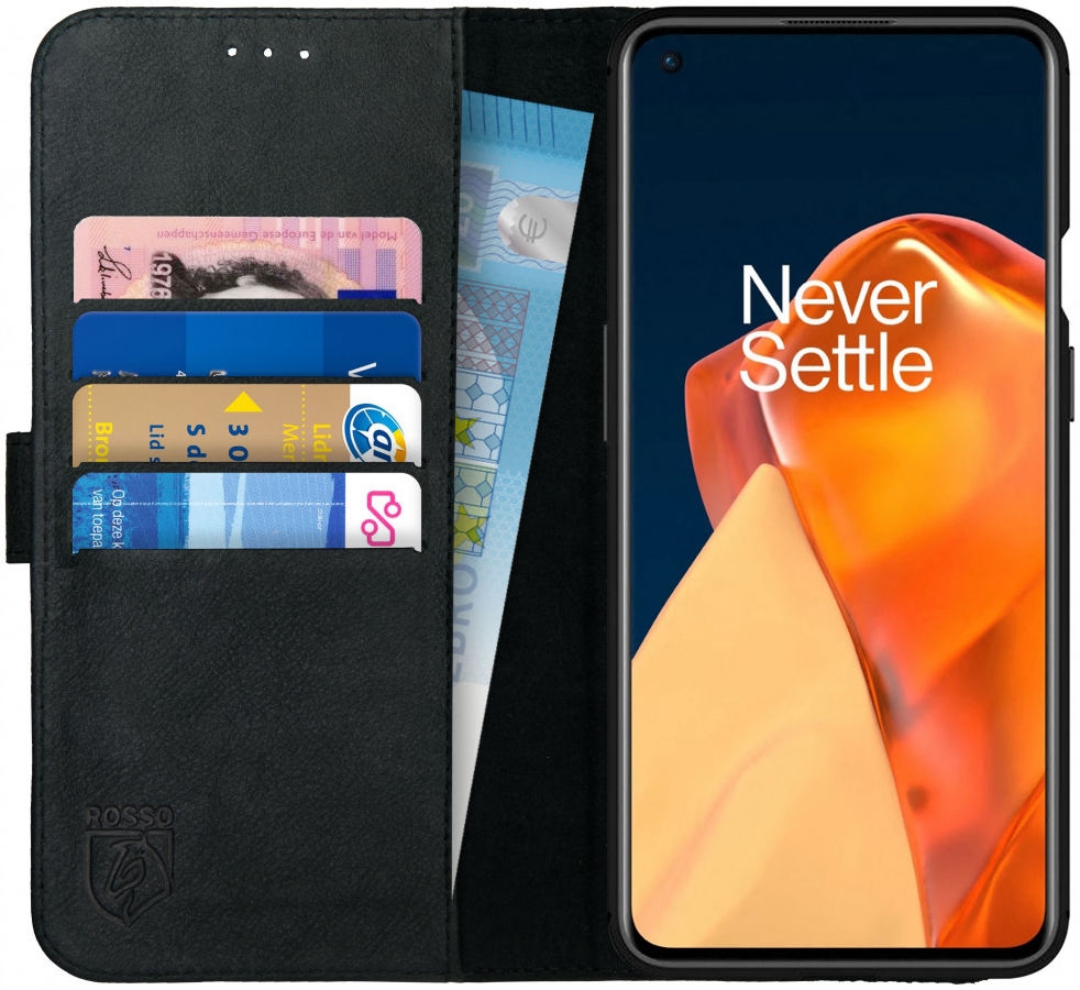 Rosso Deluxe Δερμάτινη Θήκη Πορτοφόλι OnePlus 9 Pro - Black