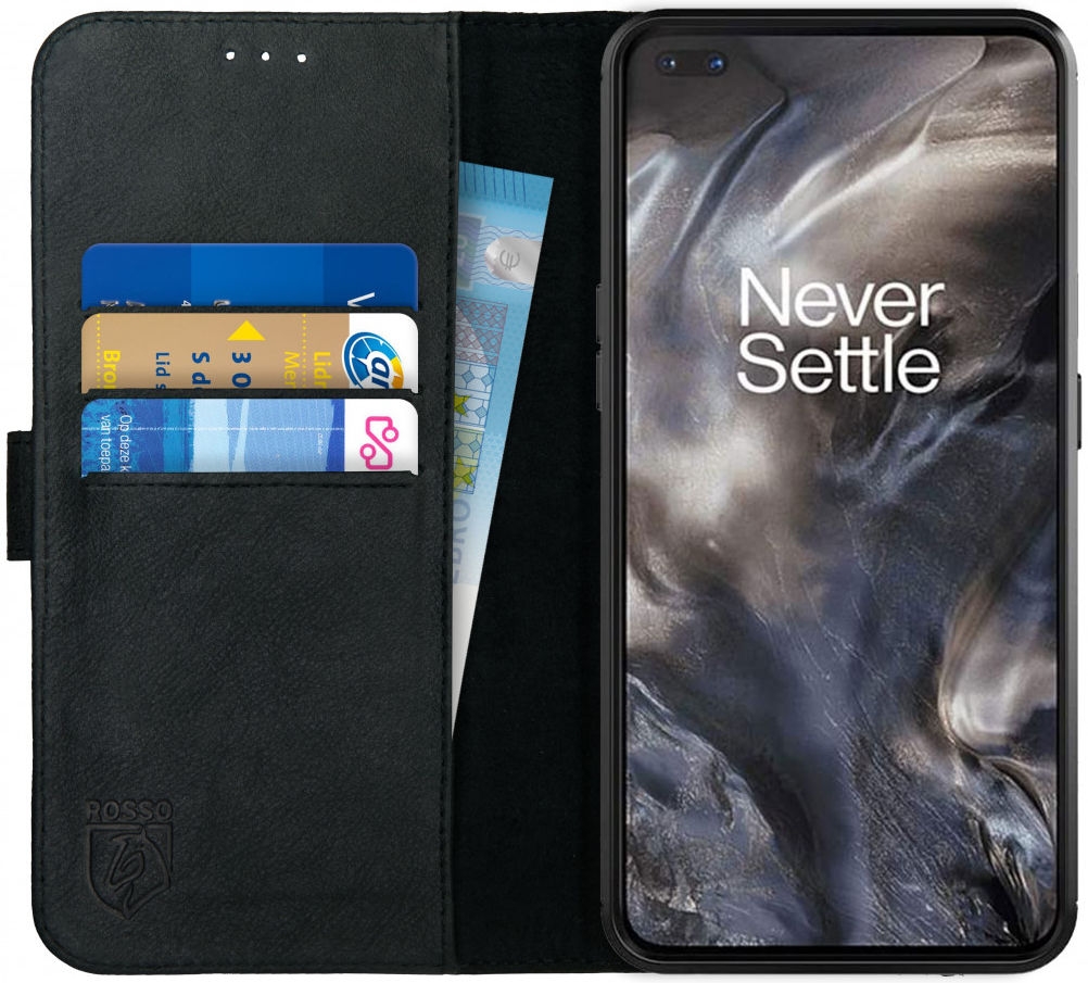Rosso Deluxe Δερμάτινη Θήκη Πορτοφόλι OnePlus Nord - Black