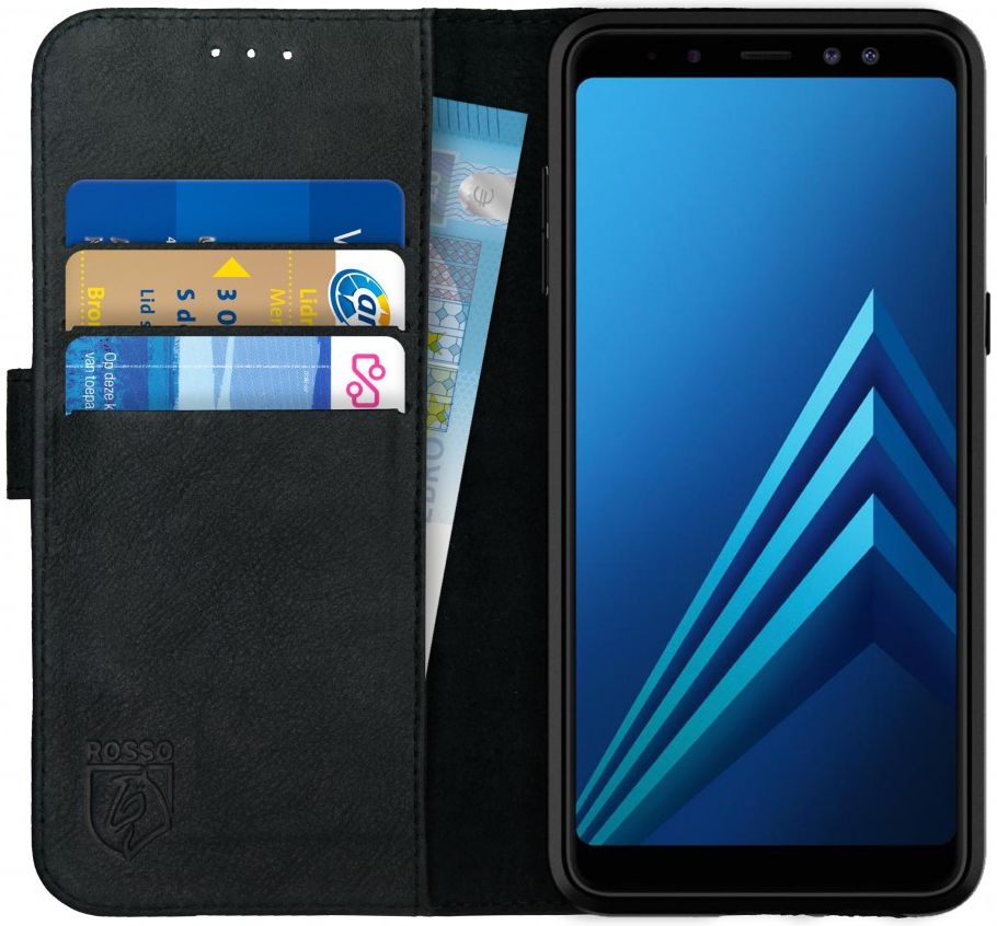 Rosso Deluxe Δερμάτινη Θήκη Πορτοφόλι Samsung Galaxy A8 2018 - Black