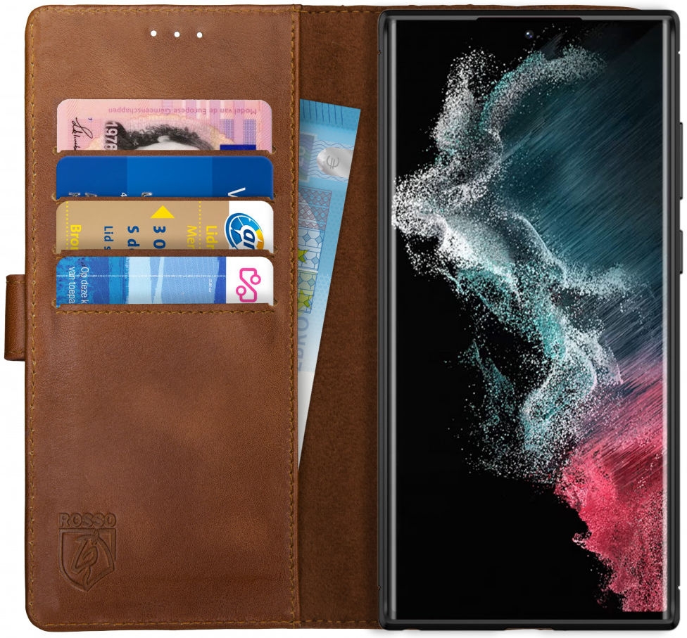 Rosso Deluxe Δερμάτινη Θήκη Πορτοφόλι Samsung Galaxy S22 Ultra 5G - Brown