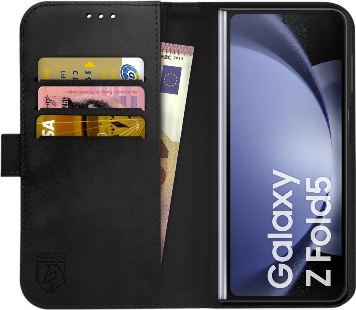 Rosso Deluxe Δερμάτινη Θήκη Πορτοφόλι Samsung Galaxy Z Fold5 - Black
