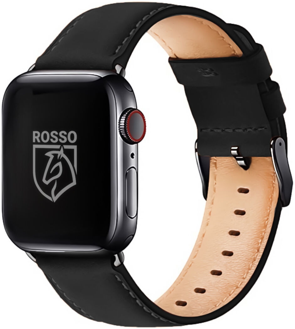 Rosso Deluxe Strap - Δερμάτινο Λουράκι Apple Watch Ultra/SE/11/10/9/8/7/6/5/4 (49/46/45/44mm) - Black