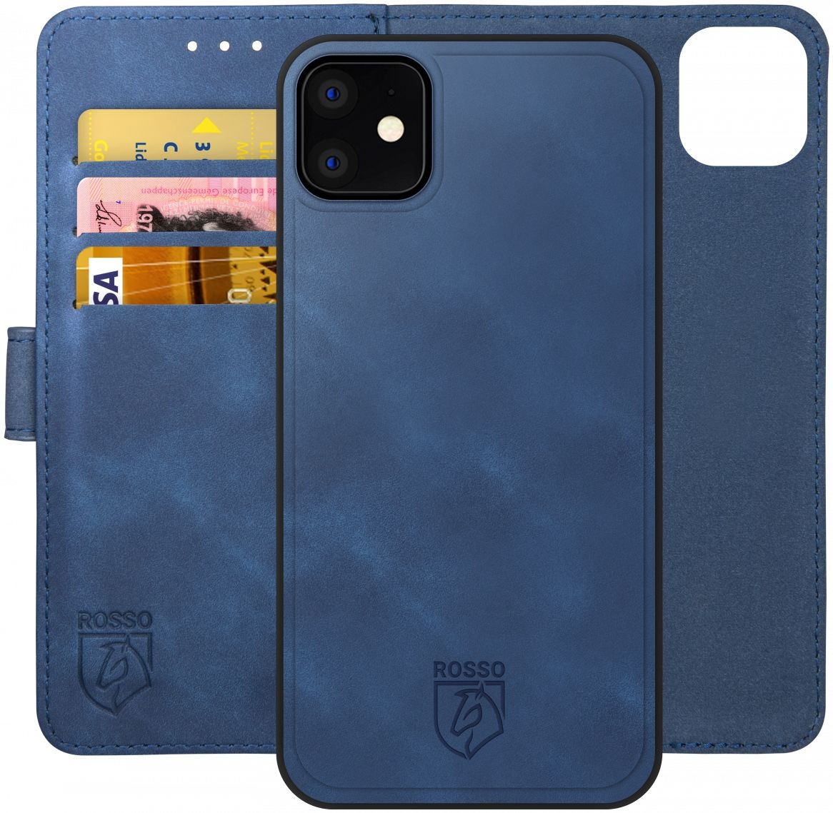 Rosso Element 2 in 1 - PU Θήκη Πορτοφόλι Apple iPhone 11 - Blue