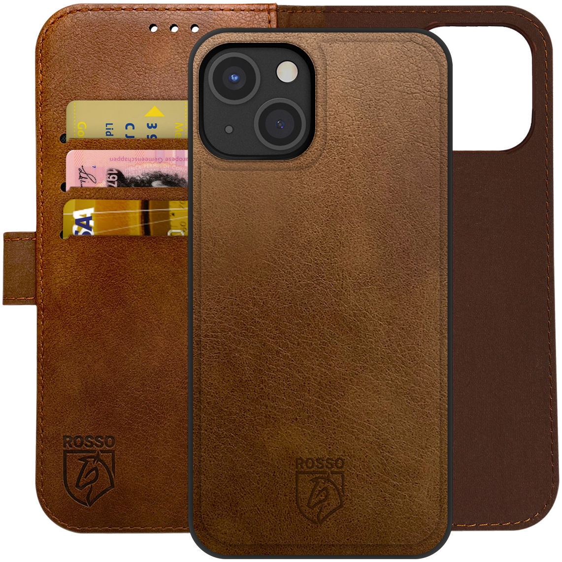 Rosso Element 2 in 1 - PU Θήκη Πορτοφόλι Apple iPhone 15 Plus - Brown