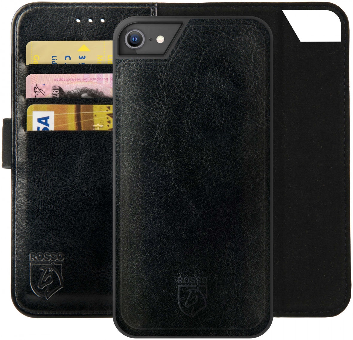 Rosso Element 2 in 1 - PU Θήκη Πορτοφόλι Apple iPhone SE 2022 / 2020 / 8 / 7 - Black