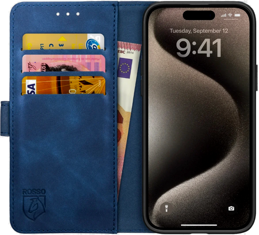 Rosso Element PU Θήκη Πορτοφόλι Apple iPhone 15 Pro - Blue