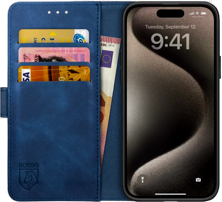 Rosso Element PU Θήκη Πορτοφόλι Apple iPhone 15 Pro Max - Blue
