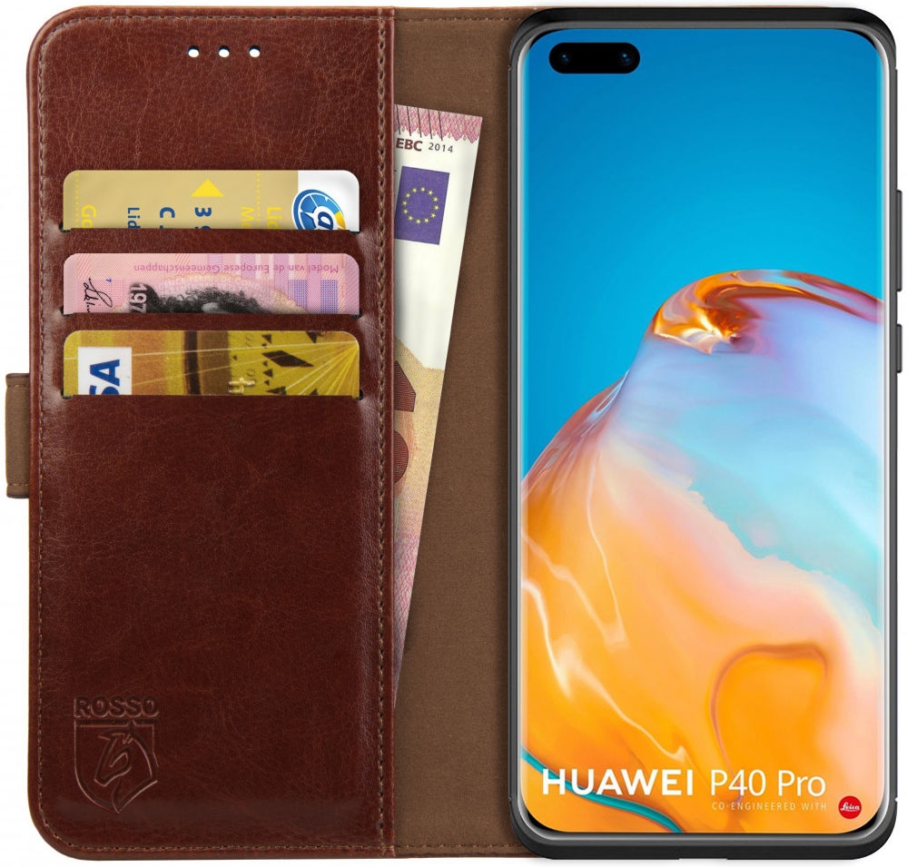 Rosso Element PU Θήκη Πορτοφόλι Huawei P40 Pro - Brown