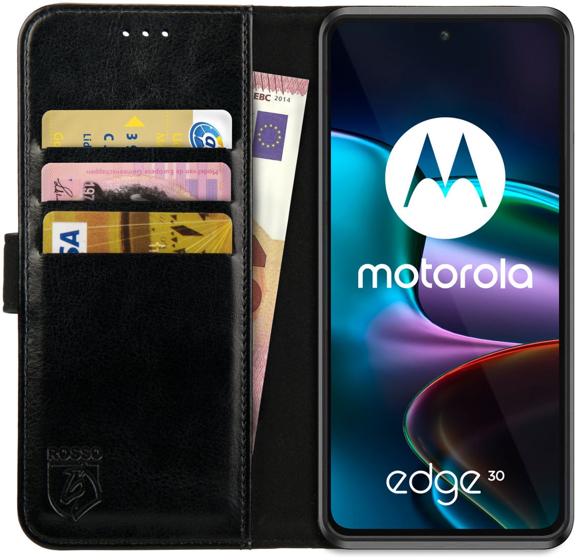 Rosso Element PU Θήκη Πορτοφόλι Motorola Edge 30 - Black