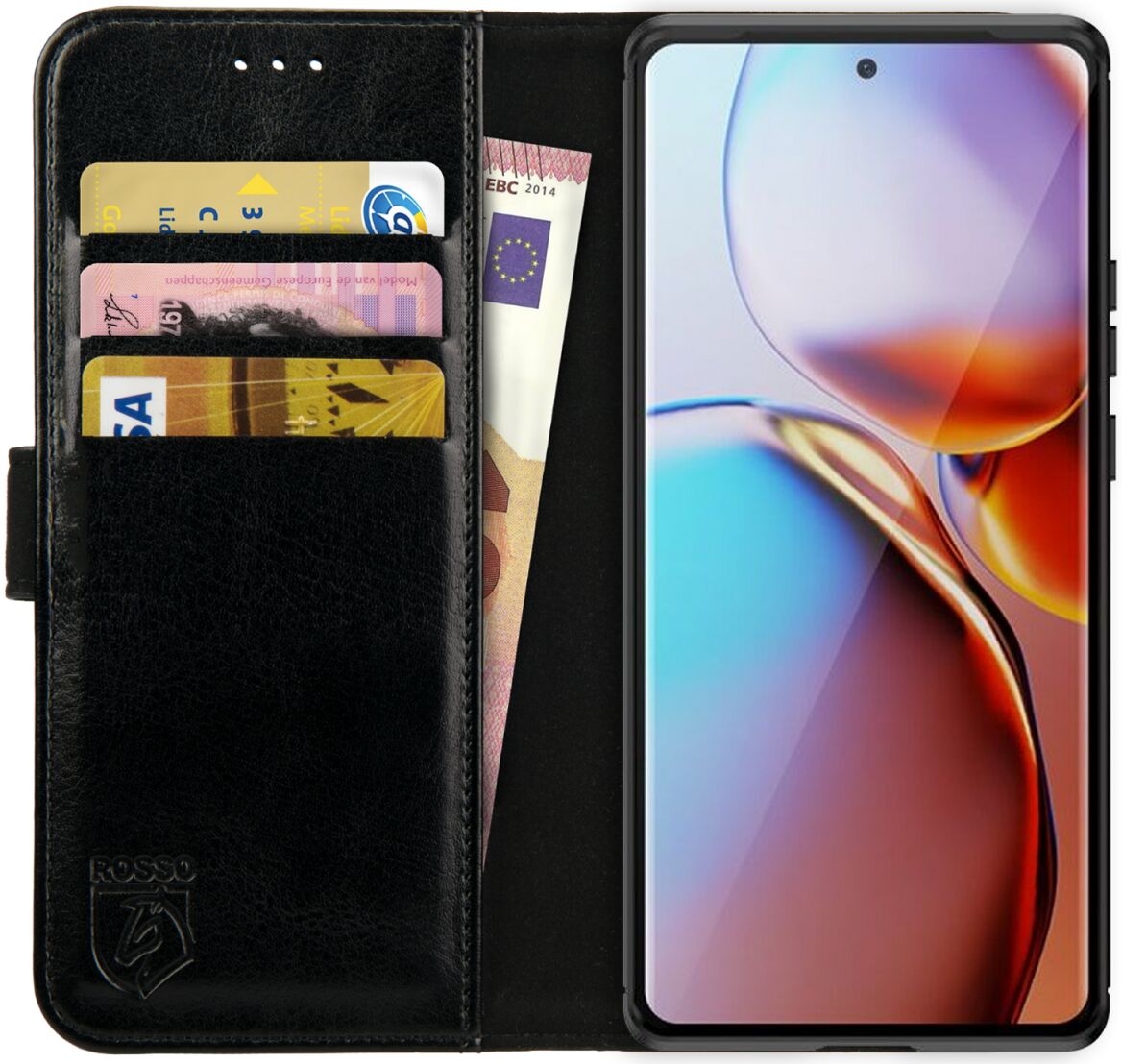Rosso Element PU Θήκη Πορτοφόλι Motorola Edge 40 Pro - Black
