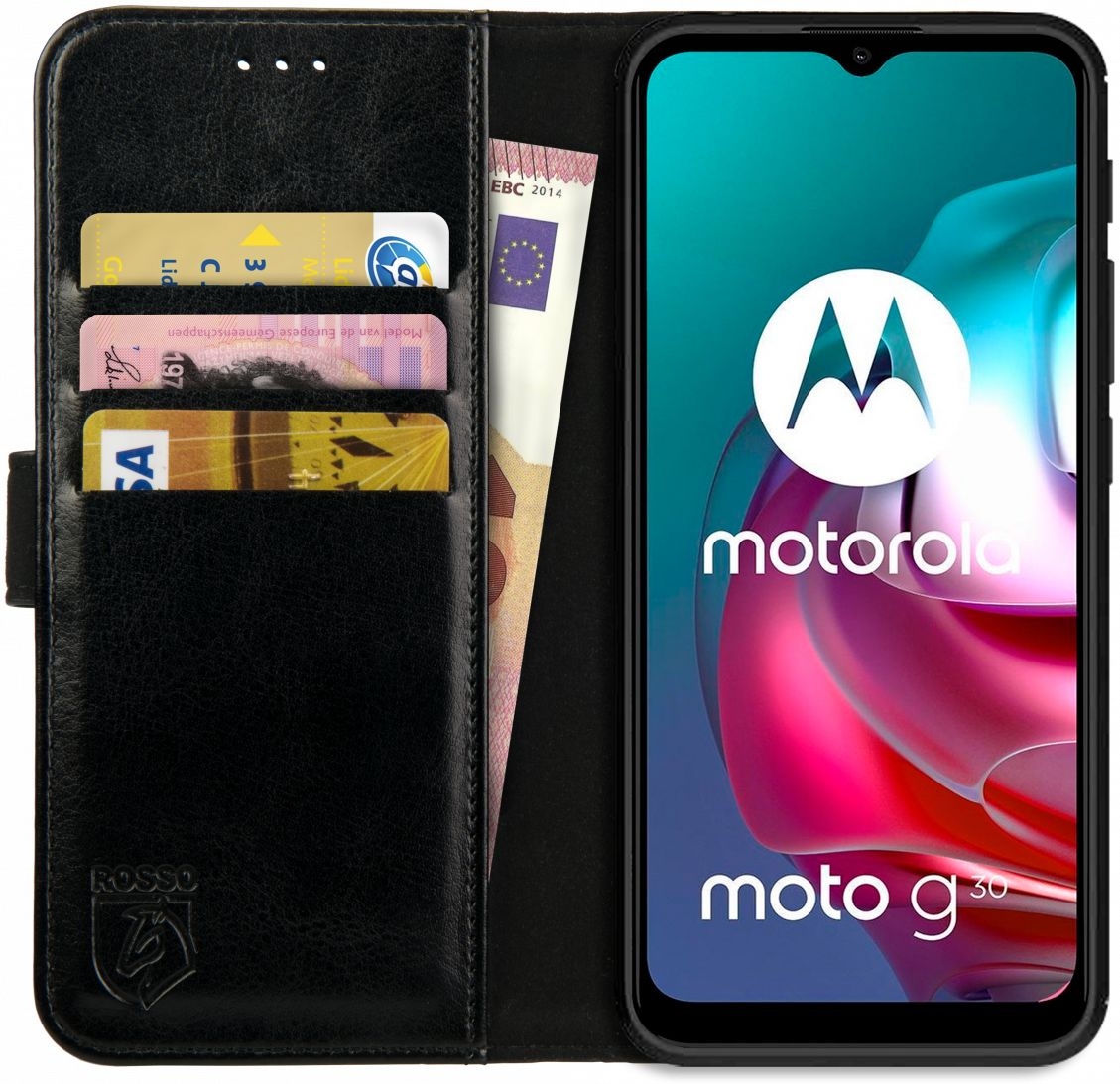 Rosso Element PU Θήκη Πορτοφόλι Motorola Moto G30 / G20 / G10 - Black