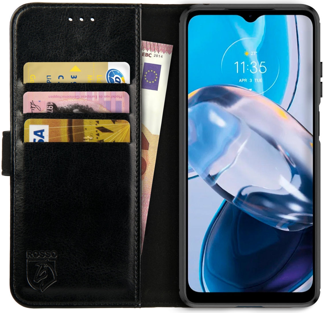 Rosso Element PU Θήκη Πορτοφόλι Motorola Moto E22 / E22i - Black