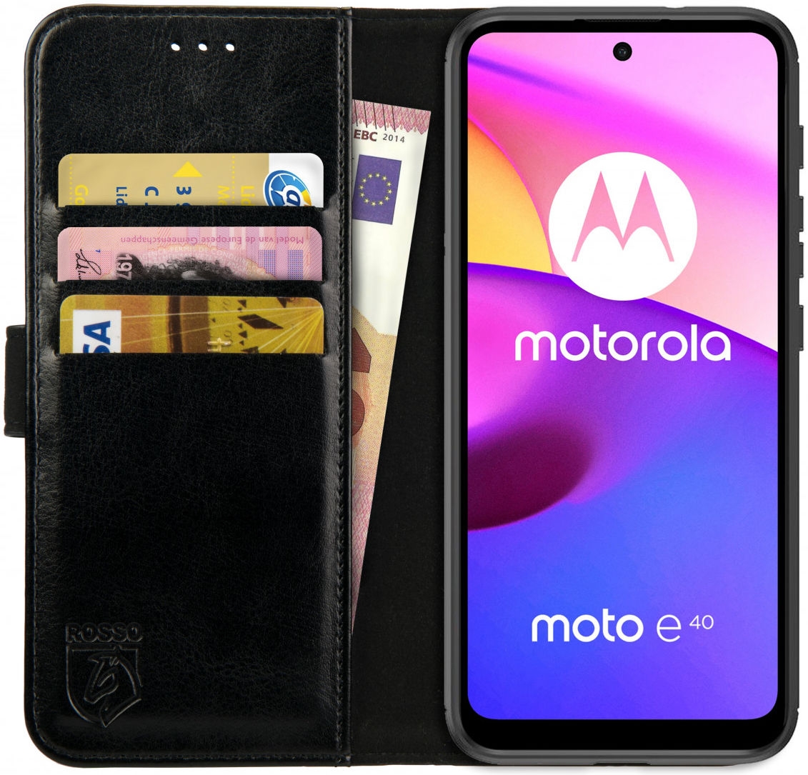 Rosso Element PU Θήκη Πορτοφόλι Motorola Moto E40 / E30 / E20 - Black