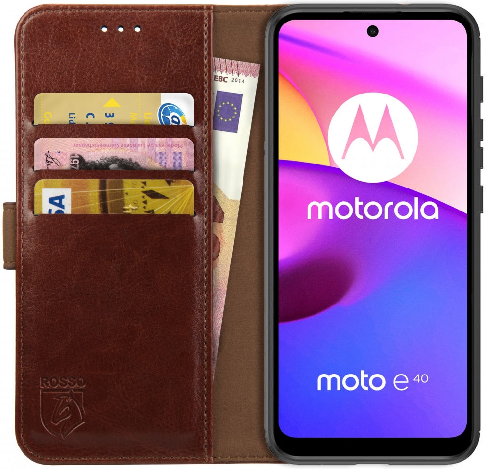 Rosso Element PU Θήκη Πορτοφόλι Motorola Moto E40 / E30 / E20 - Brown