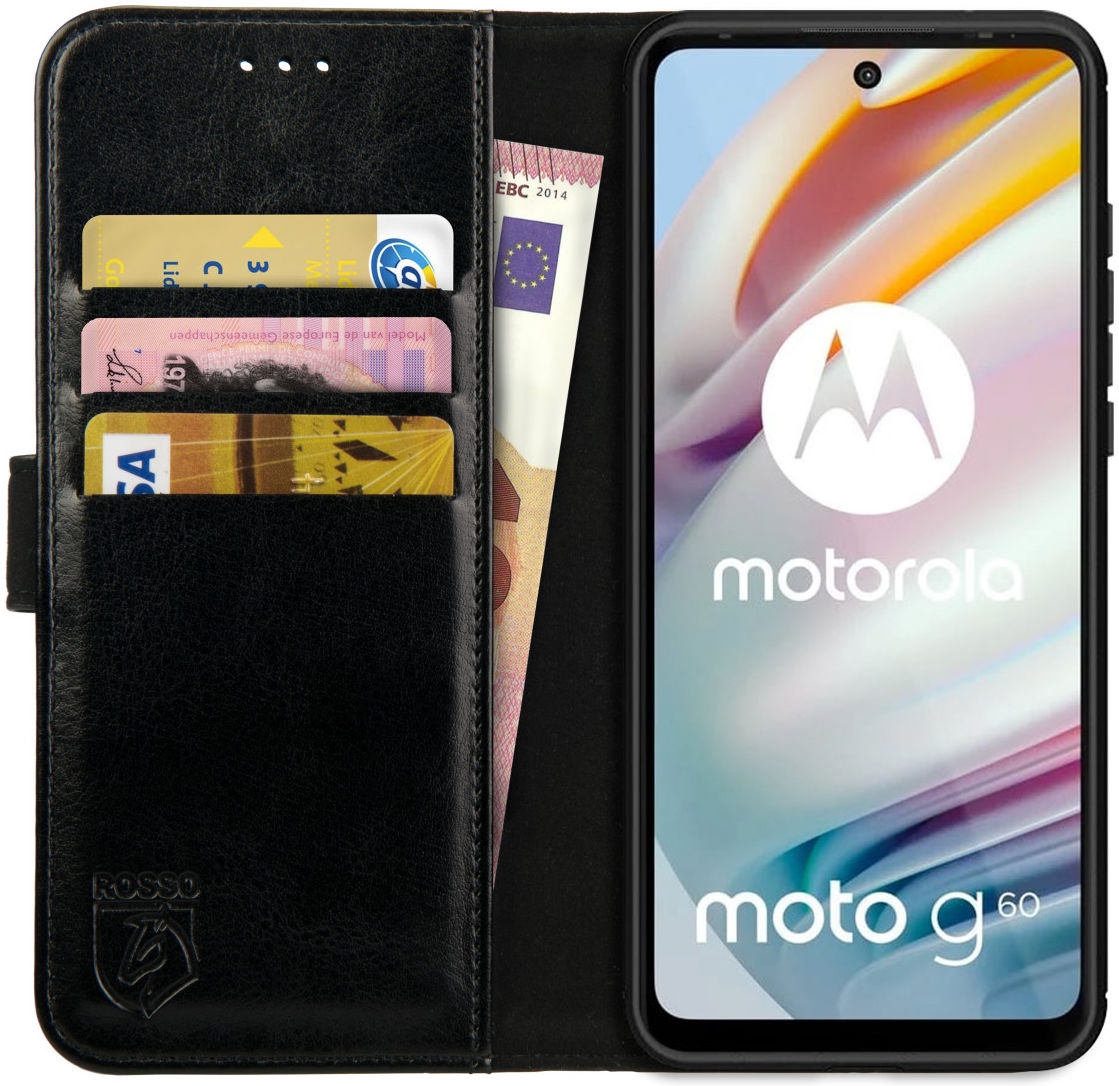 Rosso Element PU Θήκη Πορτοφόλι Motorola Moto G60 - Black