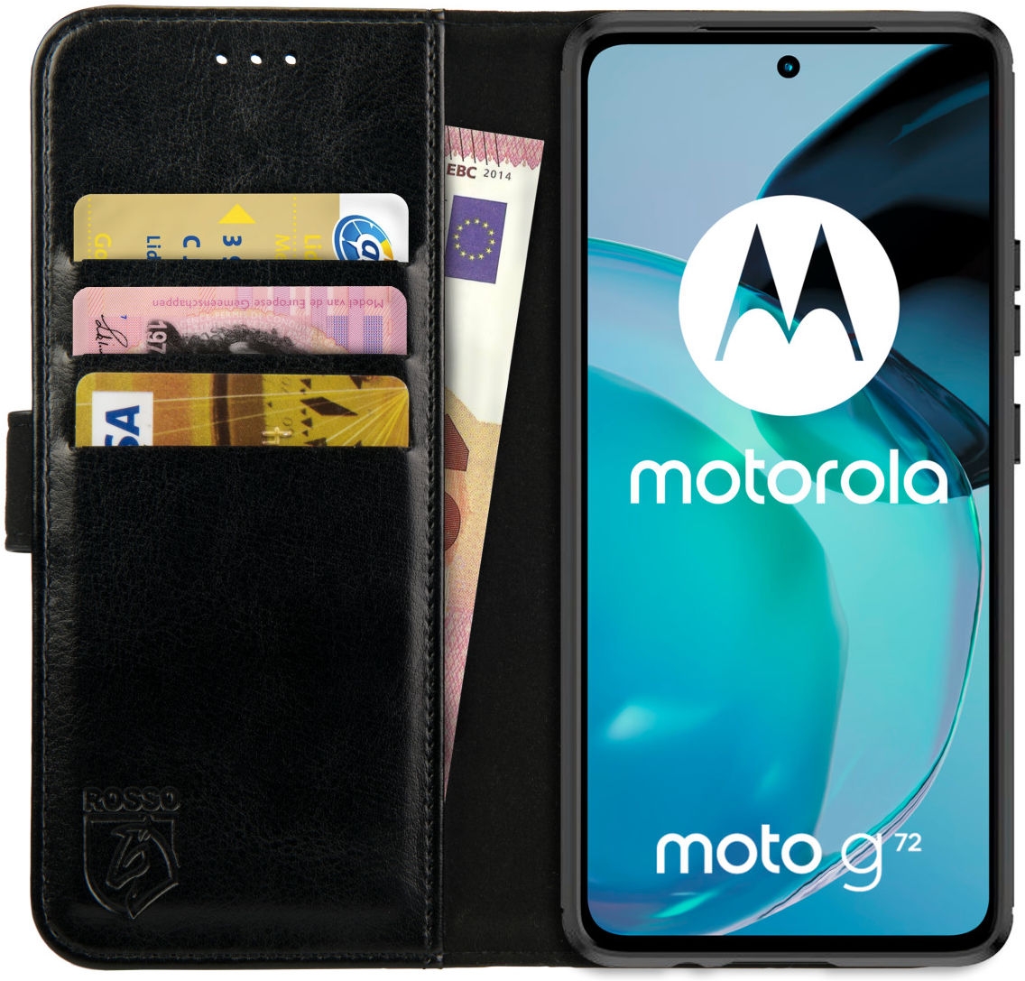 Rosso Element PU Θήκη Πορτοφόλι Motorola Moto G72 - Black