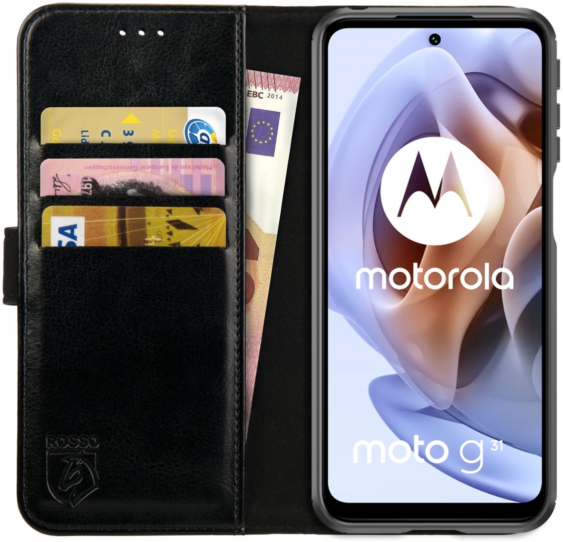 Rosso Element PU Θήκη Πορτοφόλι Motorola Moto G41 / G31 - Black