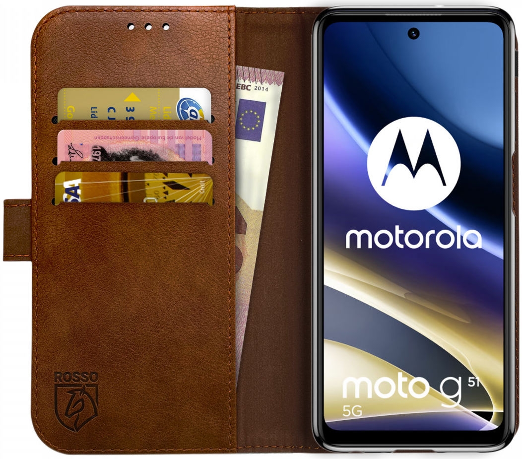 Rosso Element PU Θήκη Πορτοφόλι Motorola Moto G51 5G - Brown