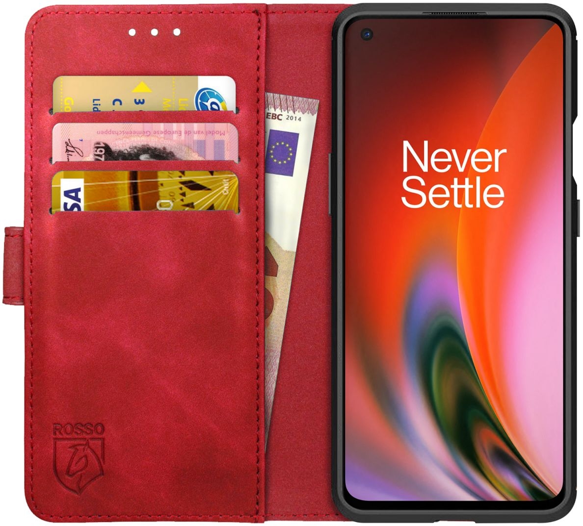 Rosso Element PU Θήκη Πορτοφόλι OnePlus Nord 2 5G - Red