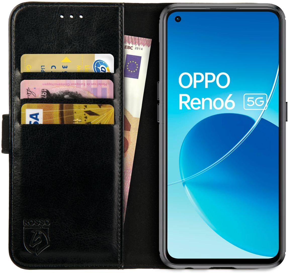Rosso Element PU Θήκη Πορτοφόλι Oppo Reno6 5G - Black