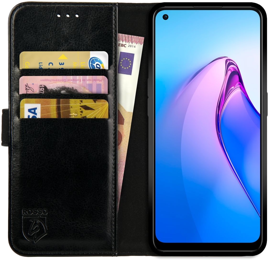 Rosso Element PU Θήκη Πορτοφόλι Oppo Reno8 - Black