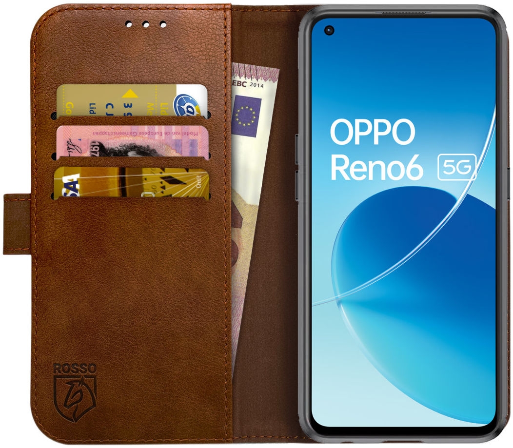 Rosso Element PU Θήκη Πορτοφόλι Oppo Reno6 5G - Brown