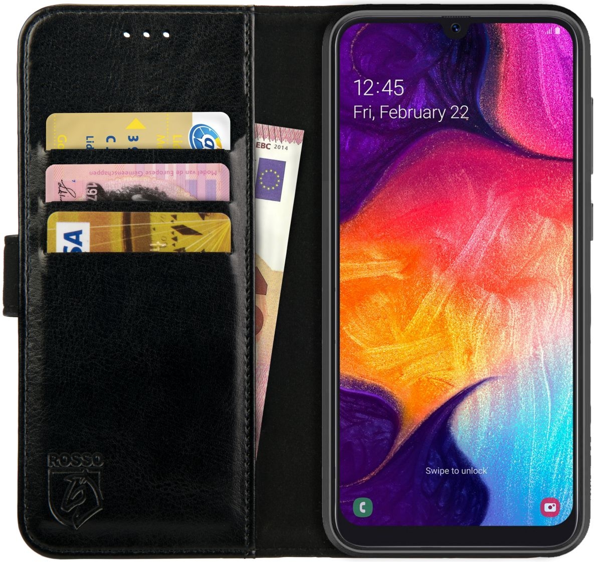 Rosso Element PU Θήκη Πορτοφόλι Samsung Galaxy A50 - Black