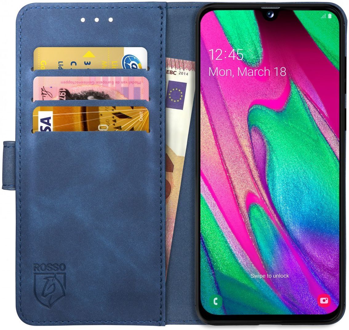 Rosso Element PU Θήκη Πορτοφόλι Samsung Galaxy A40 - Blue
