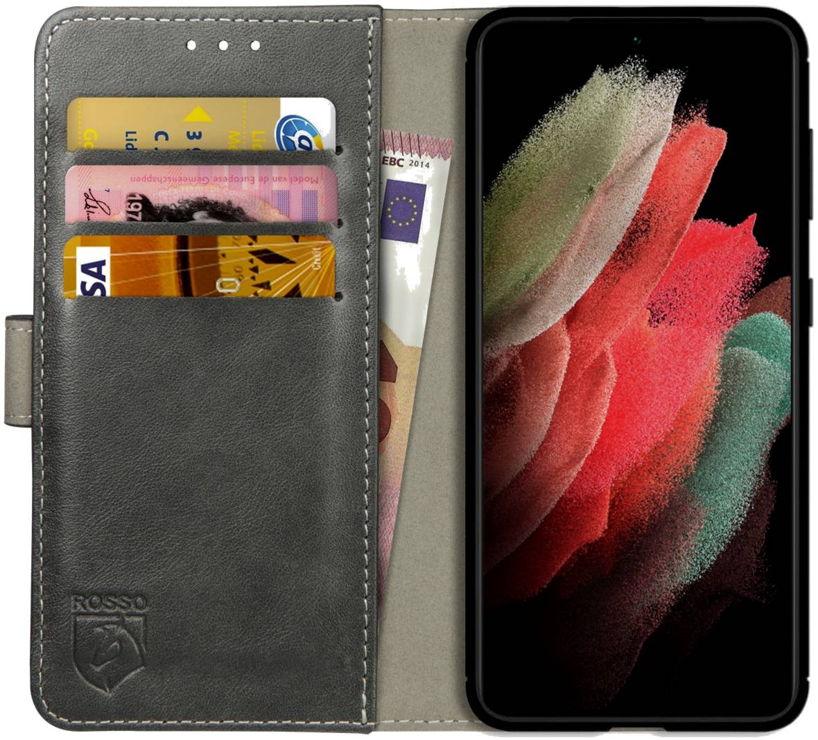 Rosso Element PU Θήκη Πορτοφόλι Samsung Galaxy S21 Ultra 5G - Grey