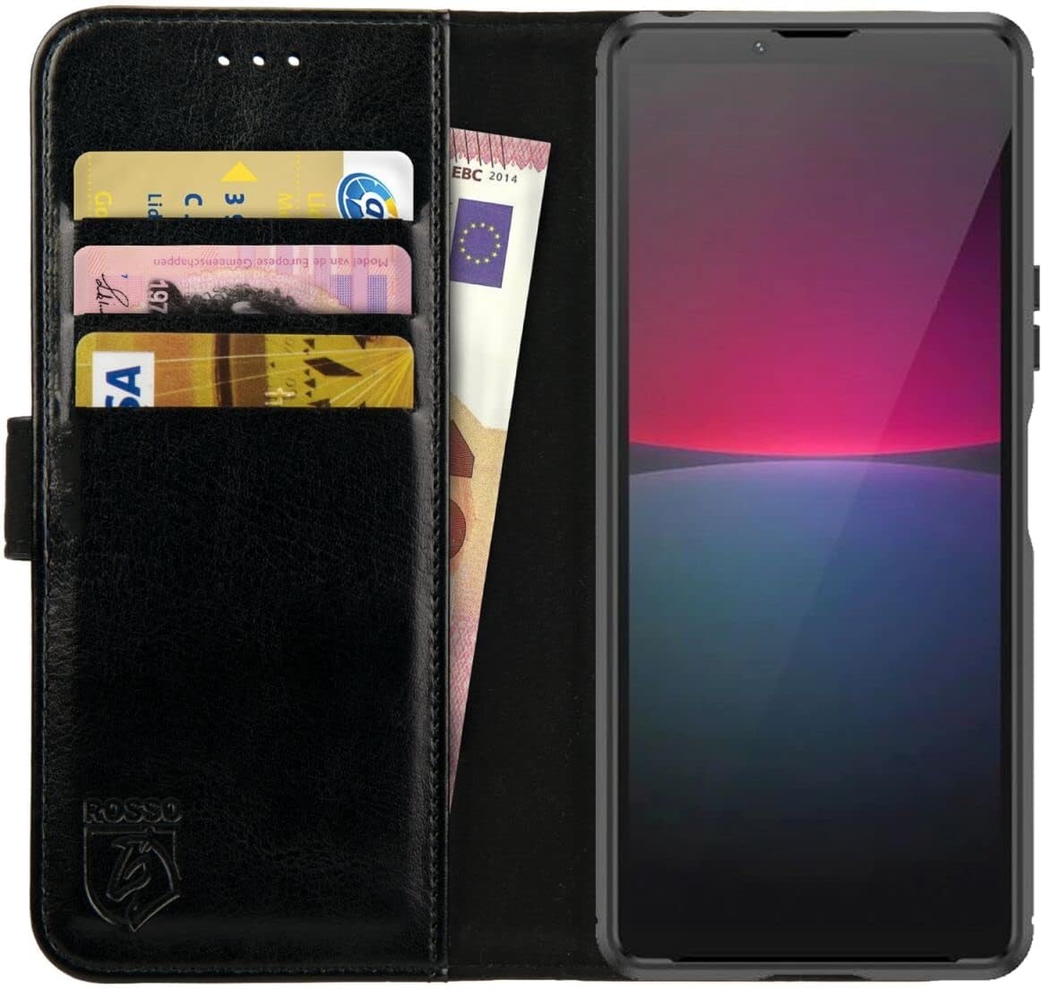 Rosso Element PU Θήκη Πορτοφόλι Sony Xperia 10 V - Black 