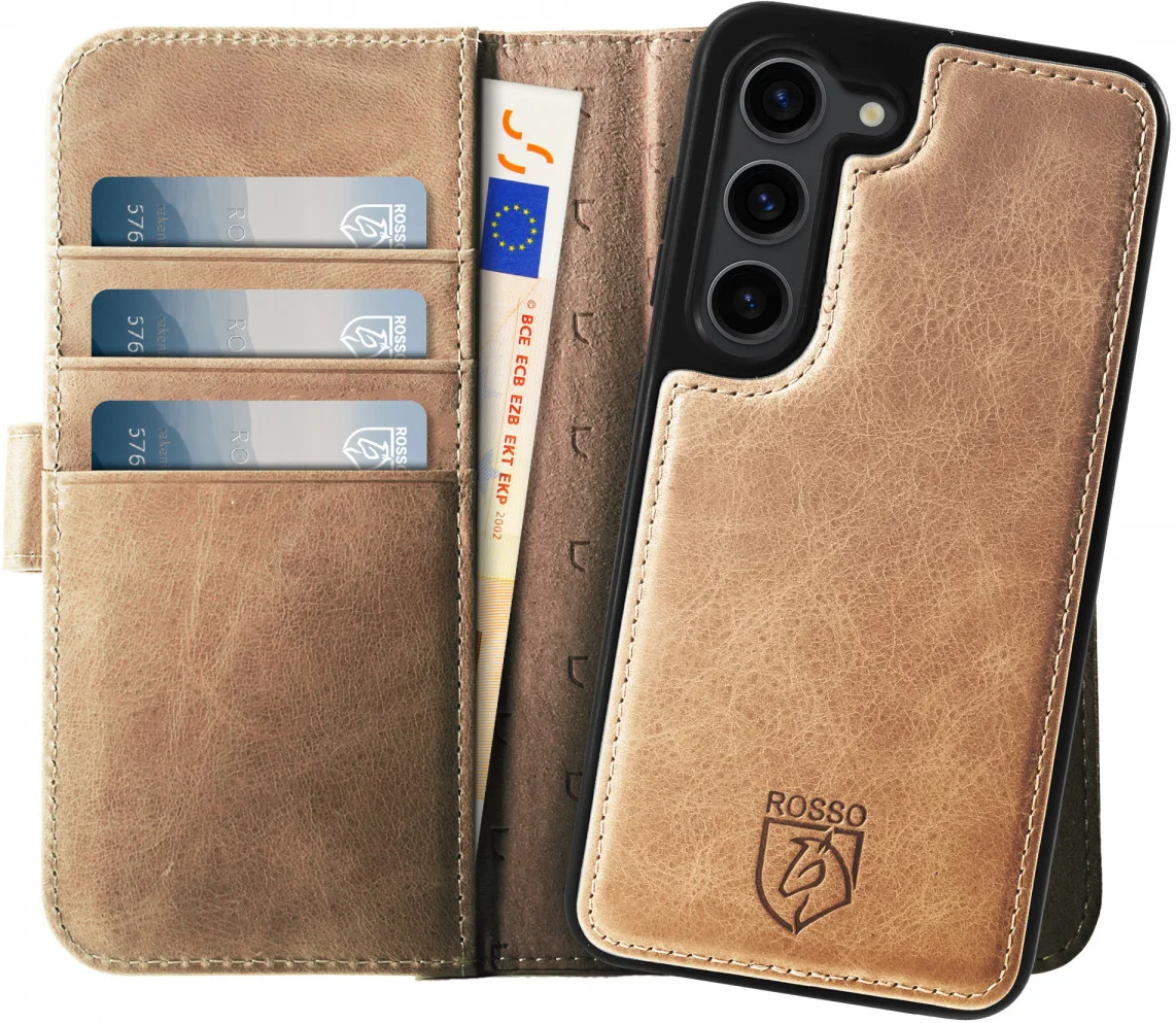 Rosso Elite - MagSafe Δερμάτινη Θήκη / Πορτοφόλι - Samsung Galaxy S23 - Light Brown