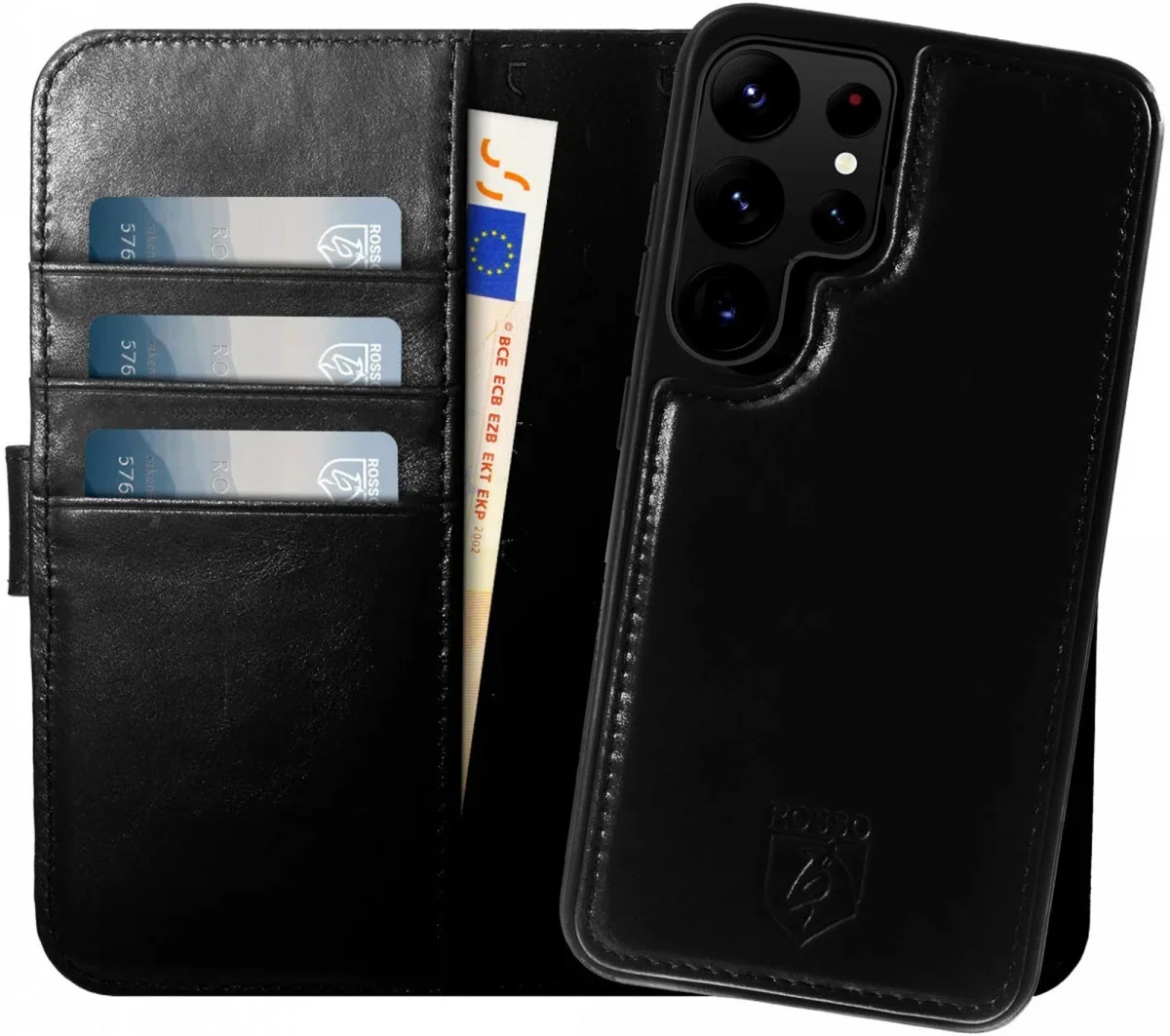 Rosso Elite - MagSafe Δερμάτινη Θήκη / Πορτοφόλι - Samsung Galaxy S23 Ultra - Black