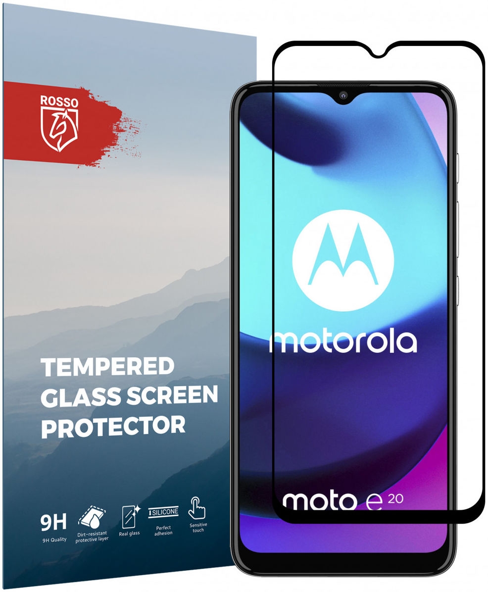 Rosso Tempered Glass - FullFace Αντιχαρακτικό Προστατευτικό Γυαλί Οθόνης Motorola Moto E20 - Black