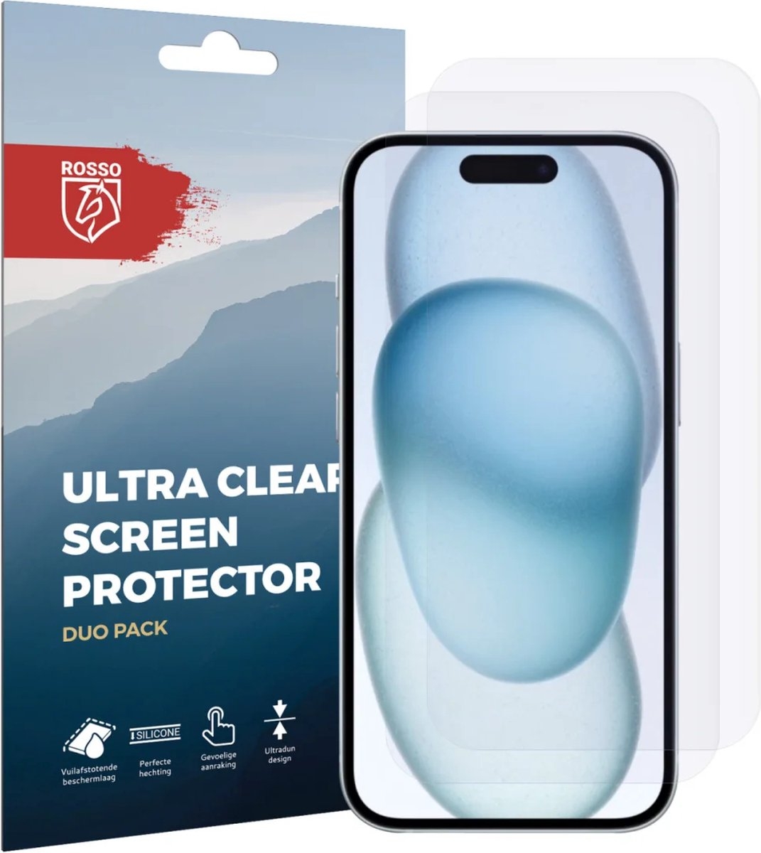 Rosso Ultra Clear Screen Protector - Μεμβράνη Προστασίας Οθόνης - Apple iPhone 15 - 2 Τεμάχια