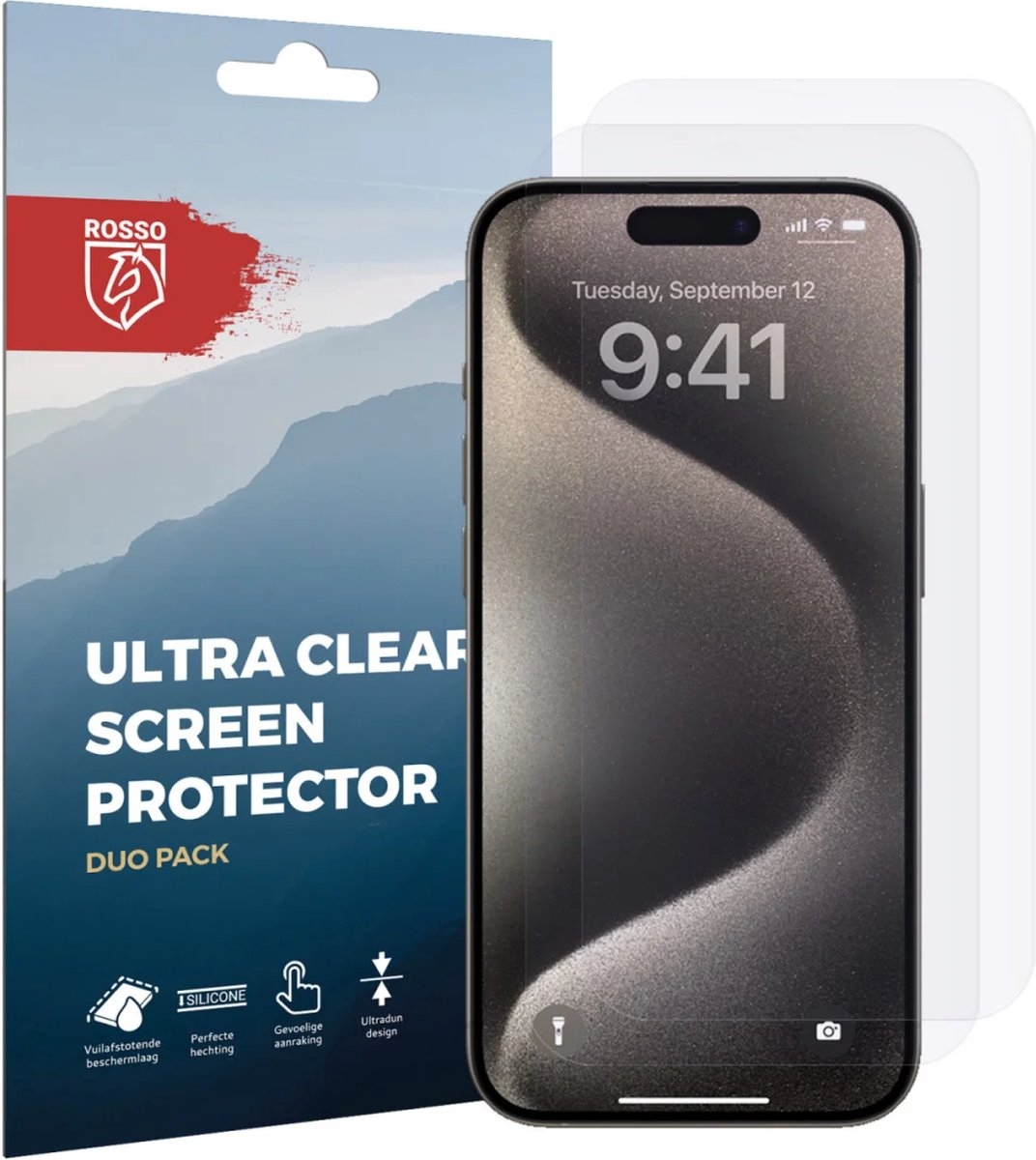 Rosso Ultra Clear Screen Protector - Μεμβράνη Προστασίας Οθόνης - Apple iPhone 15 Pro - 2 Τεμάχια