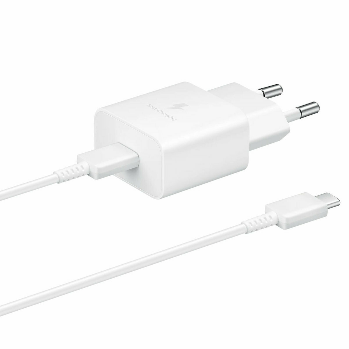 Samsung Fast Travel Charger - Ταχυφορτιστής Ταξιδιού / Αντάπτορας με 1x Type-C και με Καλώδιο Type-C σε Type-C - 15W - 100cm - White