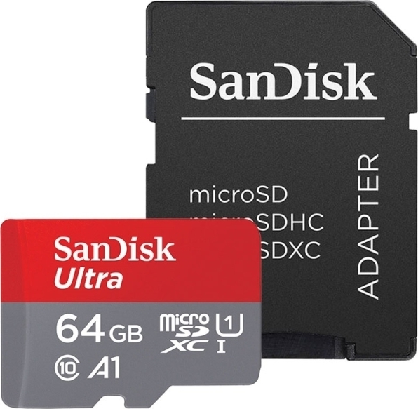 SanDisk Κάρτα Μνήμης Ultra microSDHC 64GB Class 10 100MB/s UHS-I Με Αντάπτορα - Grey / Red