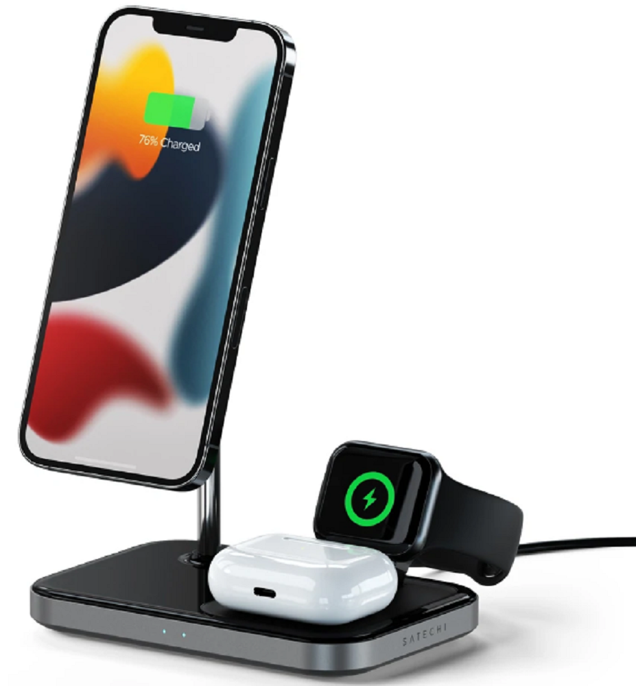 Satechi 3 in 1 Magnetic Wireless Charging Stand - Βάση Ασύρματης Φόρτισης MagSafe για iPhone 16 / 15 / 14 / 13 / 12 / Apple Watch / Airpods