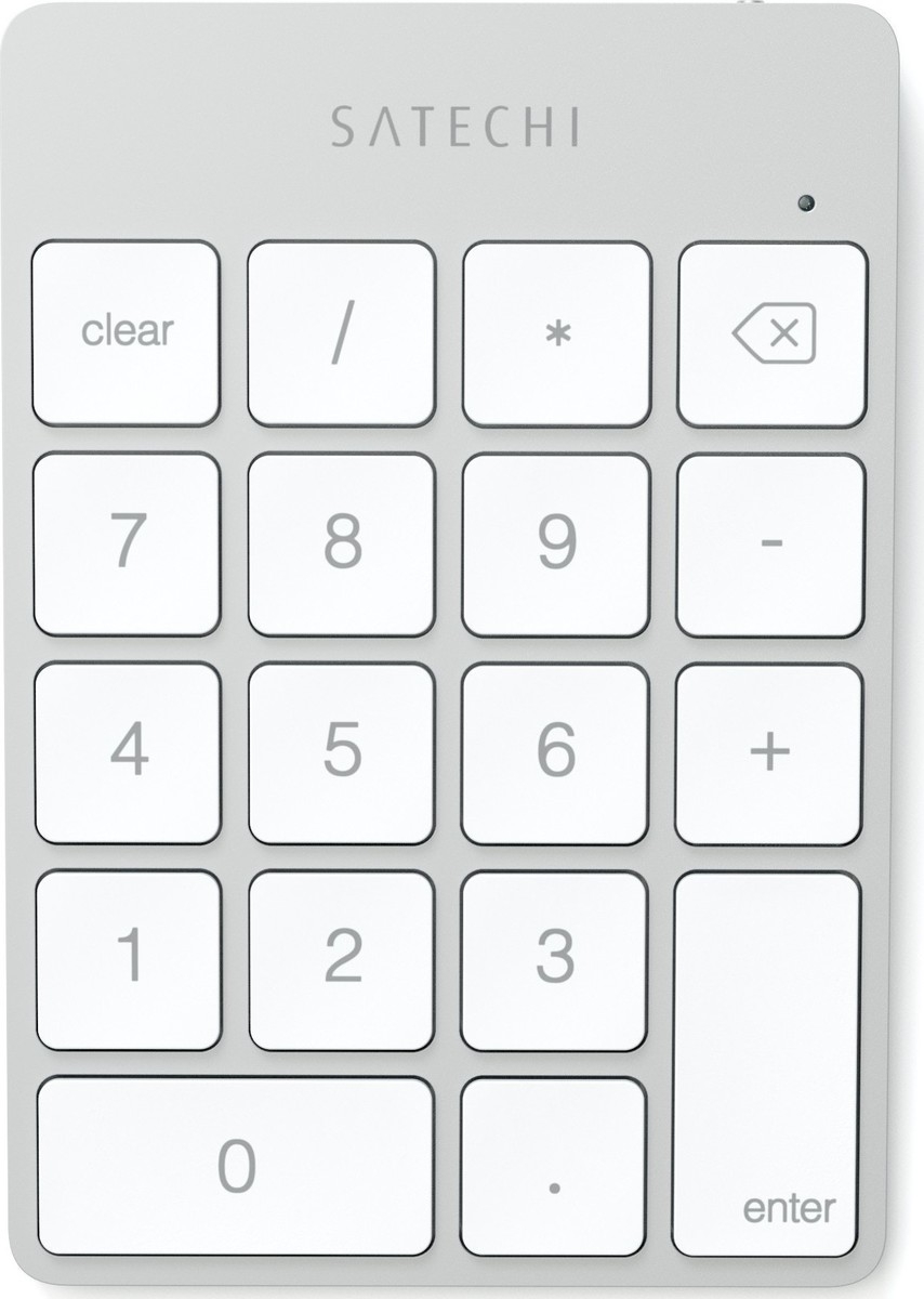 Satechi Aluminum Slim Rechargeable Bluetooth Keypad - Επαναφορτιζόμενο Αριθμητικό Πληκτρολόγιο Αλουμινίου Bluetooth - Silver