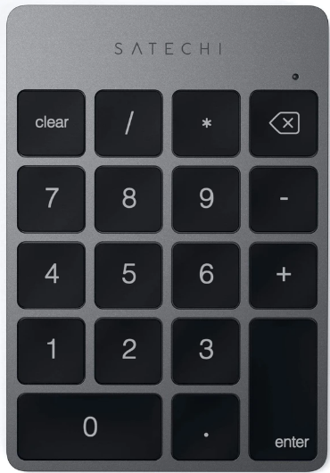 Satechi Aluminum Slim Rechargeable Bluetooth Keypad - Επαναφορτιζόμενο Αριθμητικό Πληκτρολόγιο Αλουμινίου Bluetooth - Space Gray