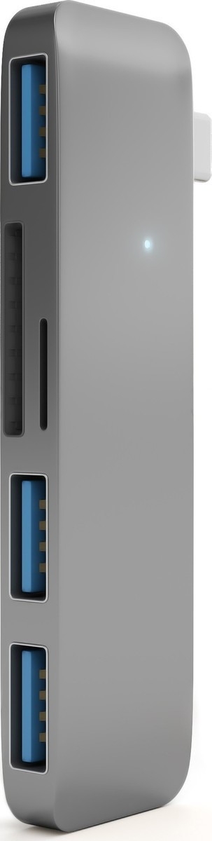 Satechi Αντάπτορας Type-C Passthrough Hub για Macbook 12"- Με 2x USB-A / 1x Type-C / 1x SD & Micro SD - Space Gray 