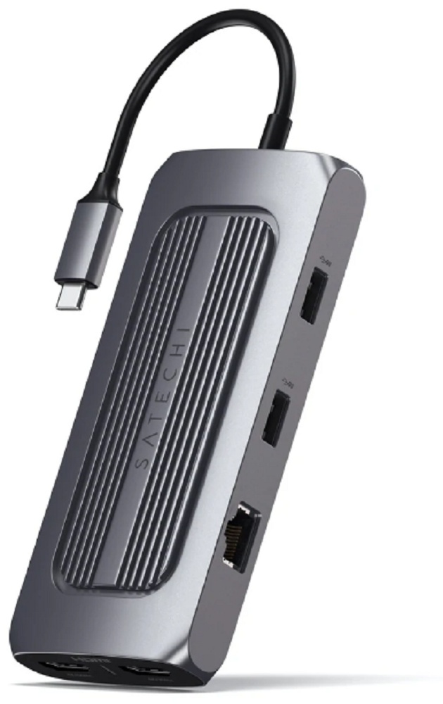 Satechi Αντάπτορας Type-C Multiport MX για M1 Mac - Mε 2x USB Type-C / 2x USB 3.0 / 2x 4K HDMI / 1x Micro SD & SD / 1x Ethernet / 1x 3.5mm Jack - Space Grey