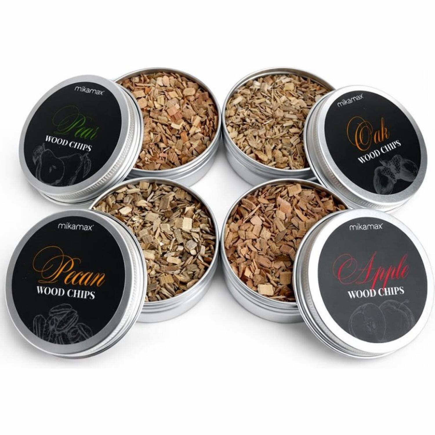 Σετ Ροκανίδια Καπνίσματος MikaMax 4 Wood Chips για Whisky Smoker με 4 Αρώματα Μηλιά / Δρυς / Πεκάν & Αχλαδιά 