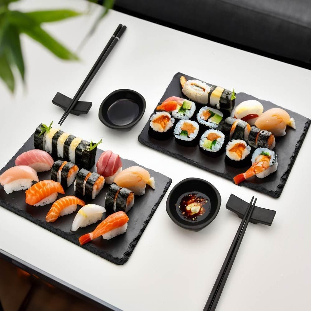 Σετ Σερβιρίσματος Σούσι MikaMax Sushi Set for Two από Σχιστόλιθο για Δύο Άτομα Black