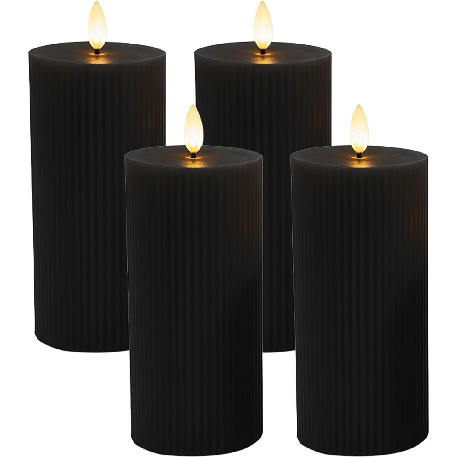 Σετ 4 Διακοσμητικά Φωτιστικά Κεριά LED Relaxdays Grouved LED Candles Χωρίς Φλόγα από Κερί 18cm - Black (10051726_46)