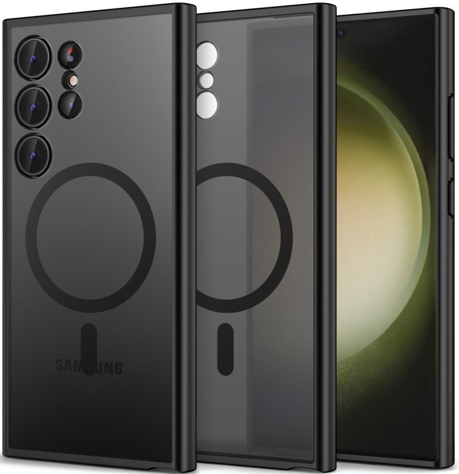 Σκληρή Ημιδιάφανη Θήκη MagSafe Samsung Galaxy S24 Ultra - Tech-Protect MagMat - Matte Black