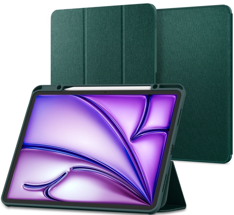 Σκληρή Flip Υφασμάτινη Θήκη με Υποδοχή Apple Pencil - Apple iPad Air 13" 2025 / 2024 - Spigen Urban Fit - Midnight Green